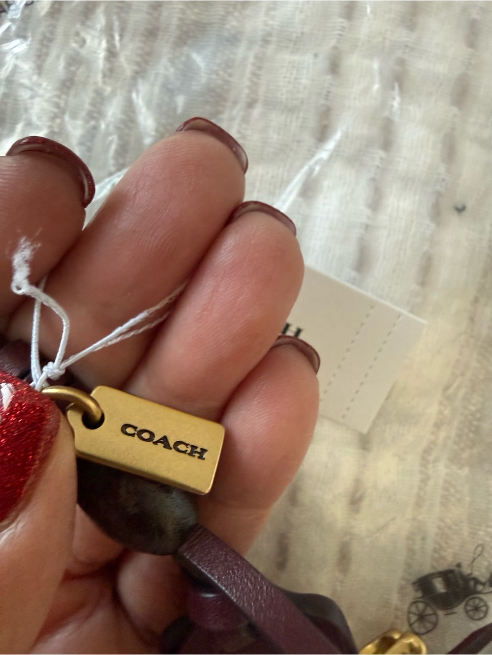 COACH Cherry Heritage Leather bag charm - Picture 3 of 8